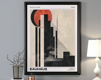 Bauhaus impresión vintage mediados de siglo carteles modernos galería geométrica retro decoración de pared de moda descarga digital