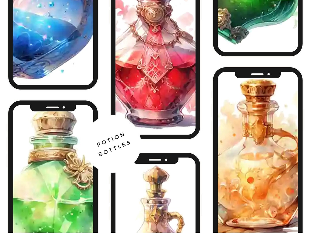 Magical Potion Bottle Clipart - Fantasy Elixir Jar Graphics ...
