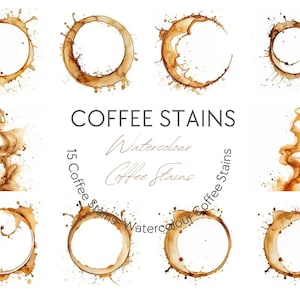 コーヒーの染みのクリップアート SVG PNG デジタルコーヒーとエスプレッソのクリップアートリングオーバーレイ、商用利用のための即時ダウンロード