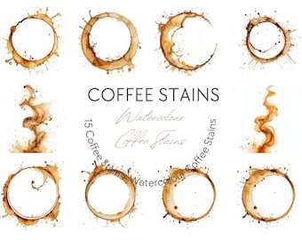 Coffee Stains Clipart digital coffee and espresso clip art ring overlays instant download for commercial use