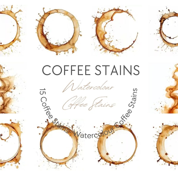 Coffee Stains Clipart digital coffee and espresso clip art ring overlays instant download for commercial use