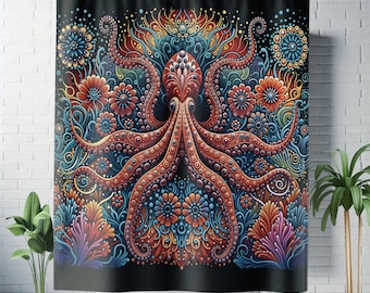 Octopus Shower Curtain: Colorful Ocean Theme Bathroom Decor