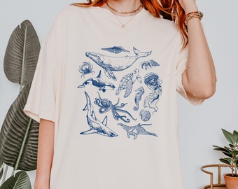 Ocean Inspired Style Ocean Animal Shirt Ecology Shirt Marine Biology Mermaidcore Clothing Coconut Girl Shirt Orca Shirt Sea Turtle Shirt