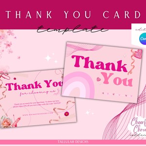 Modelli di biglietti rosa vivaci - Modello di biglietto di ringraziamento estetico esuberante - Modello di biglietto moderno e femminile - Modello di biglietto di ringraziamento coeso