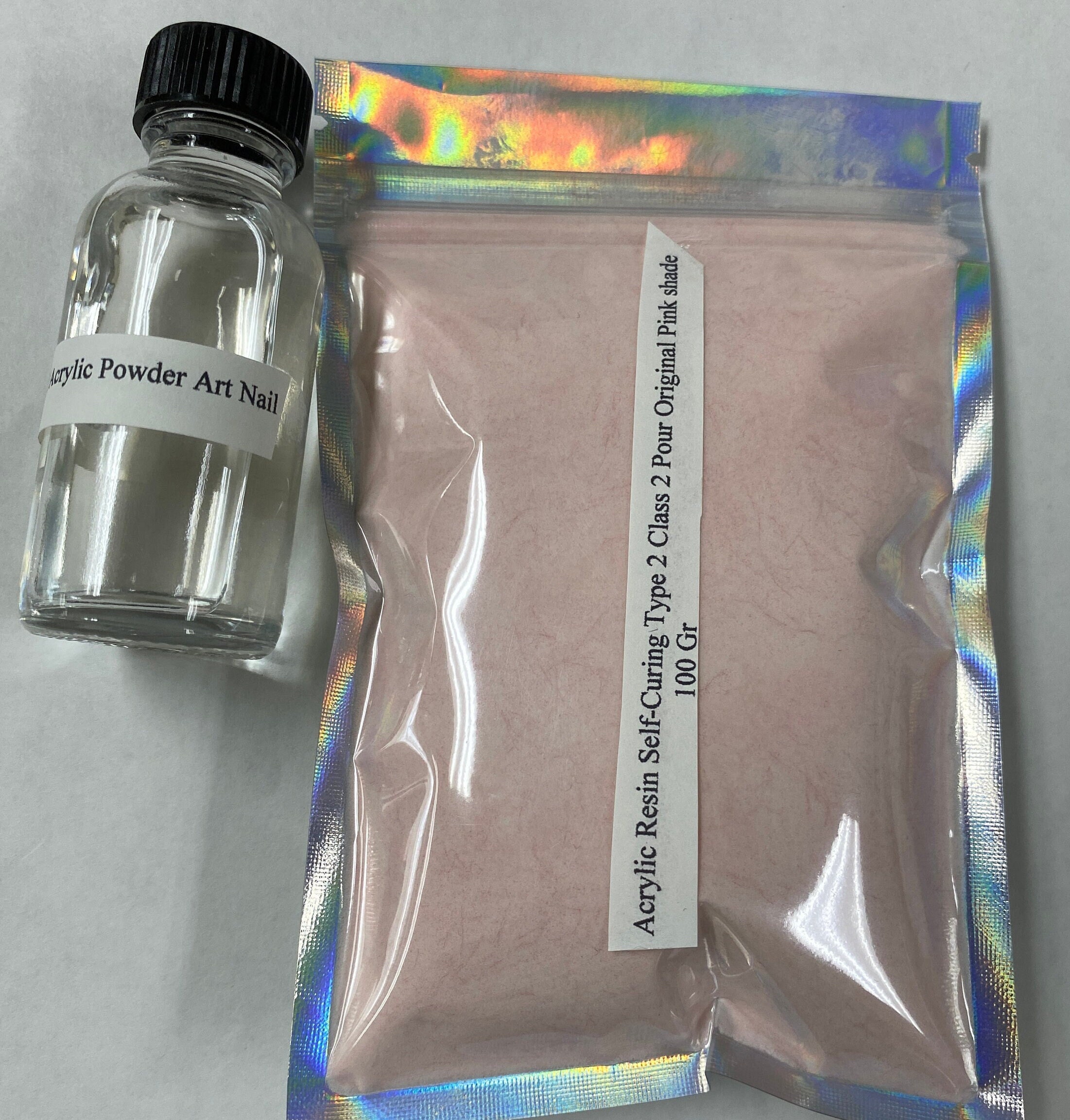 Acrylic Resin Powder Self-Cure Type 2 Original Pink Shade 100 Gr/1 0z liquid