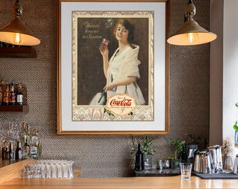 Vintage Coca-Cola Poster Print – Early 1900s Retro Advertisement – Digital Wall Art Download