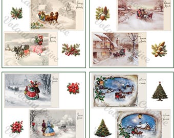 Bonne Anée! Printable French Christmas Postcards 12 Vintage Victorian Christmas Ephemera for Junk Journal, Christmas Wishes, Greeting Cards.