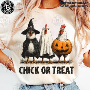 Retro Halloween Chicken Png, Chick Or Treat Png, Funny Spooky Chicken Png, Trendy Halloween Shirt Design, Spooky Season Png, Pumpkin Png