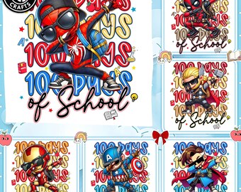 Superhero 100 Days Of School Bundle, 100 Days Of School Cartoon Png, 100 Days Of School 2025 Png, Super Game Png, 100 Day Shirt Png, Student