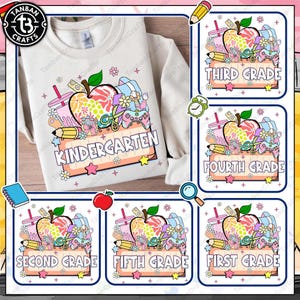 Preppy Back to School Bundle PNG, Coquette Teacher First Day of School Shirt Design, Girly Checkered Sublimation, Pre-k 1st/2nd/3rd Grade
