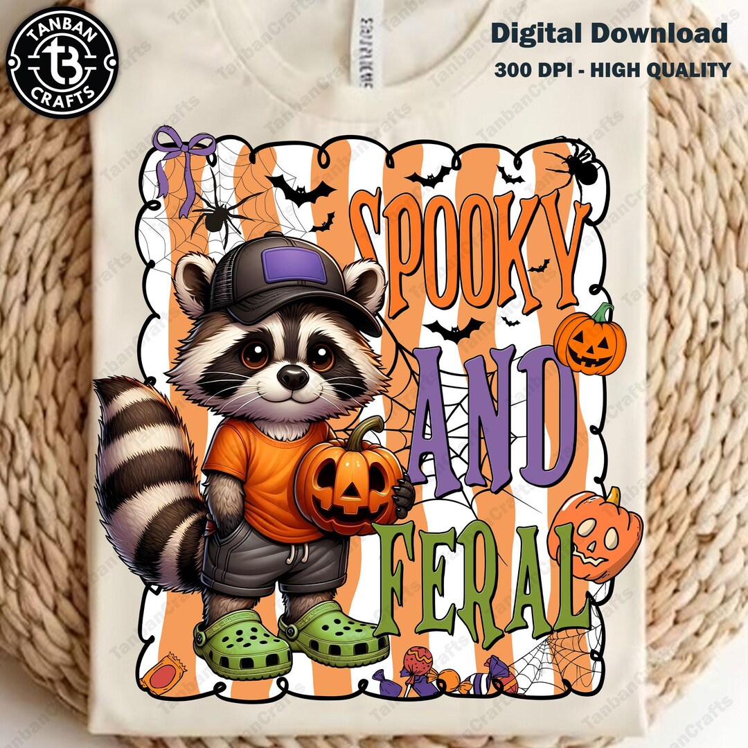 Spooky and Feral Raccoon PNG, Halloween PNG, Funny Raccoon Halloween ...