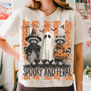 Stripes Spooky And Feral Raccoon Png, Halloween Raccoon Png, Creepy Cute Raccoon Ghost Png, Feral Girl Shirt Design, Halloween Mama Png image 2