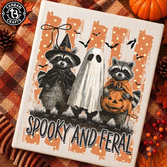 Stripes Spooky And Feral Raccoon Png, Halloween Raccoon Png, Creepy Cute Raccoon Ghost Png, Feral Girl Shirt Design, Halloween Mama Png