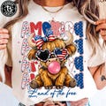 Highland Cow 4th July Bow Png, 4th Of July Cow Png, American Flag Cow Png, USA Cowgirl Png, Independence Day Png, Trendy Patriotic Animal product logo