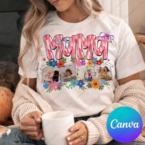 Custom Canva Mama Kids Photo Png, Mothers Day Png, Canva Add Photos, Mom Floral Coquette Bow Png, Flowers Hand drawn, Gift For Mom