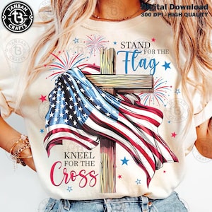 American Flag Cross Png, Christian 4th Of July Png, Faith Love Freedom, God Bless America, USA Fourth Of July Png, Independence Day Png