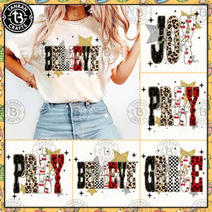 Leopard Bible Bundle Png, Grace Joy Pray Believe Design,Cherry Checkered Jesus Png, Jesus Christian Sublimation, Bible Verse Design Download
