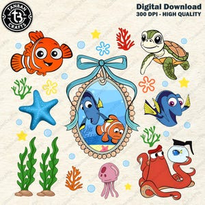 Cartoon Fish Character Coquette Bow Png, Magical Kingdom, Boy Girl Birthday Trip Png, Trendy Cartoon Magical Mirror Bow Png, Digital File