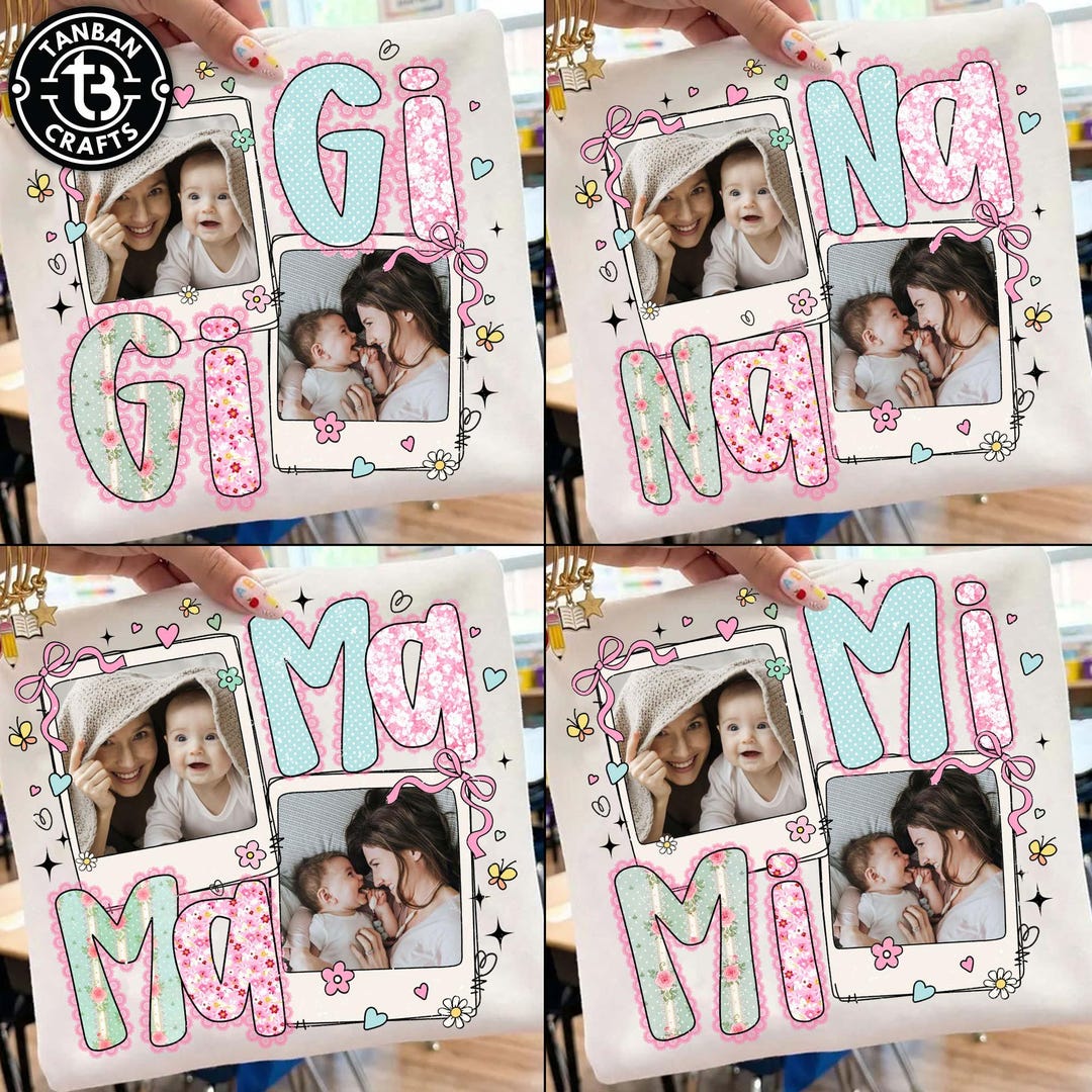 Custom Preppy Mama Lace With Kids Photo Png, Mothers Day Png, Add ...