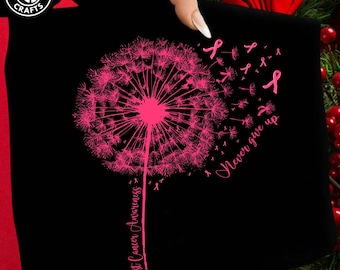 Dandelion Breast Cancer Png, Never Giver Up Png, Pink Ribbon Png, Breast Cancer Month Png, Breast Cancer Fighter Png,Breast Cancer Awareness