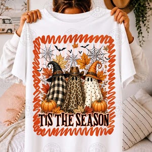 Stripes Spooky Ghost Trio PNG, Fall Witch Sublimation, Cute Western Cowboy Shirt Design, Digital Download, Western Boos Ghost Halloween PNG image 4