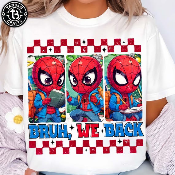 Back To School Spider Cartoon Png, School Kid Png, First Day Of School PNG, Superhero School PNG, Student Shirt PNG, Gift For Kids Png