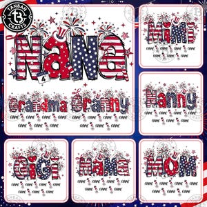 American Mama Coquette Png Bundle, 4th of July Mom Png, Stars Stripes, USA Nana Mimi Gigi Png, Retro American Independence Png