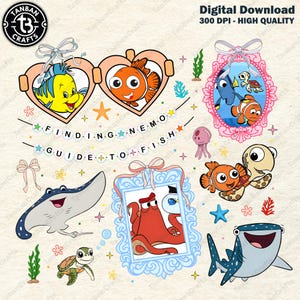 Cartoon Fish Character Coquette Bow Png, Magical Kingdom, Boy Girl Birthday Trip Png, Trendy Cartoon Magical Mirror Bow Png, Digital File
