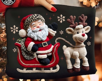 Retro Crochet Santa Png, Faux yarn Santa png, Jolly St Nick png, Merry Christmas Png, Trendy Christmas Crochet Png, Girly Xmas Png