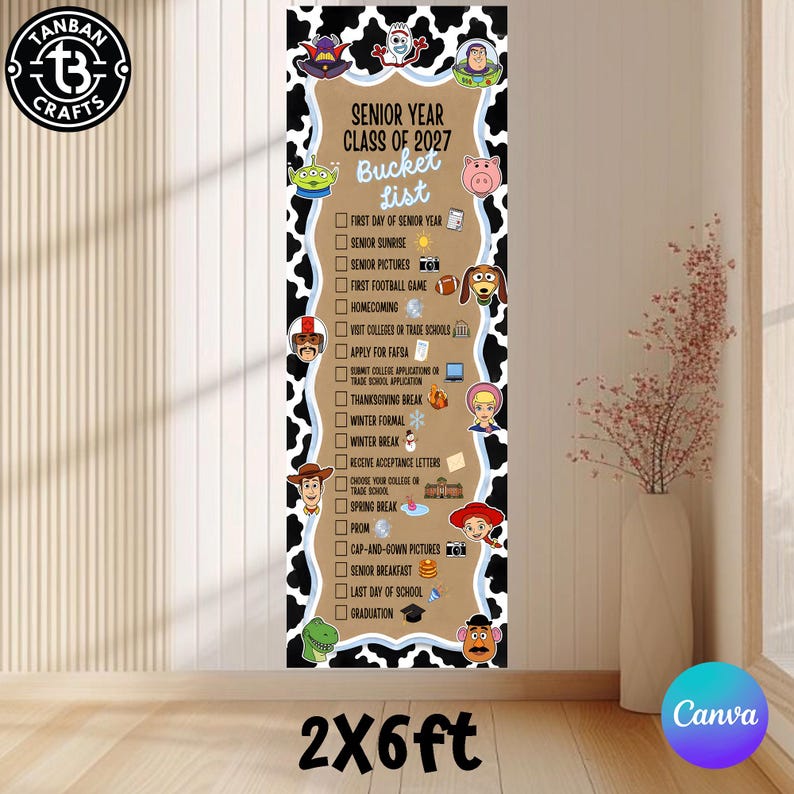 Toy Movie Senior Year Bucket List Canva Template, Class of 2027 ...