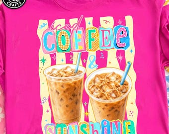 Iced Coffee And Sunshine Png, Summer Coffee Lover Png, Summer Vibes Png, Retro Summer Png, Summer Beach, Summer Vacation Png