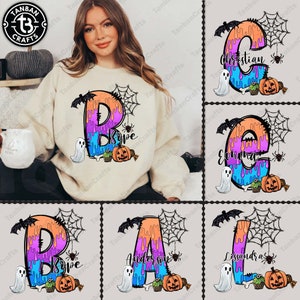 Pacote de letras PNG de rabiscos de Halloween com nome PERSONALIZADO, crie seu próprio nome, design de nome personalizado para Halloween, sacolas de doces ou travessuras PNG