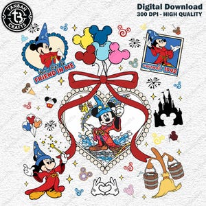 Vintage Cartoon Sorcerer Character Png, Fantasmic Magic Kingdom Adventure, Coquette Bow Fantasia Sorcerer Stay Magical Shirt, Digital File