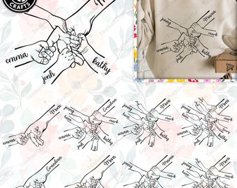 1-10 Hands Mom/ Grandma and Childs Png Bundle, Mother's Day Digital File, Custom Name Hand Kid Names, Gift Best Mom Ever