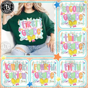 Custom Grade Teacher Png Bundle, Back to School Png, Teacher 1st/2nd/3rd Grade Designs, Retro Teacher Team Shirt, First Day Of School Png