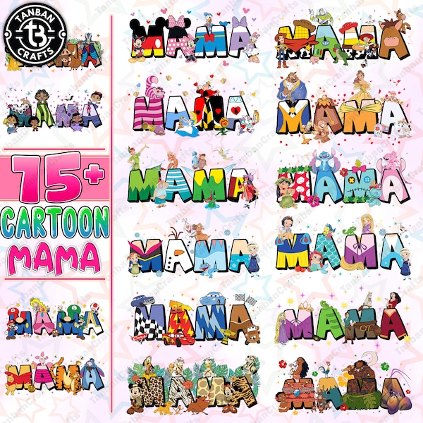 15+ Mama Cartoon Movie Png Bundle, Family Vacation Png, Gift For Mom Png, Mother's Day Png