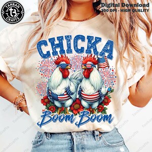 Funny Chicken 4th Of July Png, Chicka Boom Boom Png, Usa Flag Png, Patriotic Png, Independence Day Png, Freedom Png, American Farmer Png