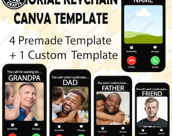 Memorial Keychain Template, Canva Template, Sympathy Gift, Memorial Gift, Keychain Template, Father’s Day Canva Editable