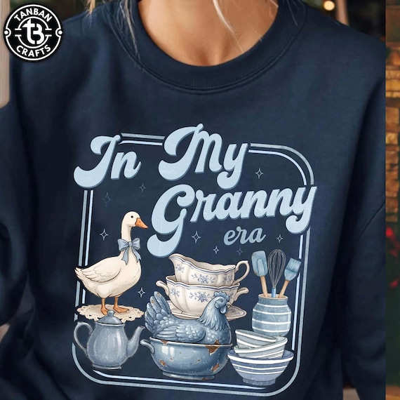 In My Granny Era Digital PNG Shirt Design, Vintage Goose Kitchen Shelf Art, Grandma Core Graphic, Sublimation PNG Instant Download