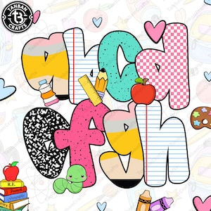 Preppy Custom Teacher 1st/2nd/3rd/4th Grade, Preppy Teacher Pencil Bow Png, Kindergarten Png, Teach Love Inspire, Checkered, Leopard Teacher