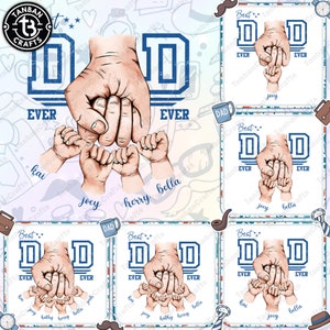1-6 Kinder Hand Dad Team Fist Bump Best Dad Ever Png Bundle Custom, Dad Fist Bump Benutzerdefiniertes Geschenk personalisiert, glücklicher Vatertag, digitale Datei