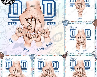 Paquete de 1 a 6 niños con el mejor papá del mundo, con diseño de manos de papá, con forma de puño, regalo personalizado, feliz día del padre, archivo digital