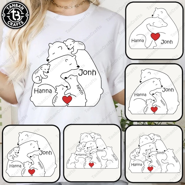 Bear Family Custom Png Bundle, CUstom Kid Name Mother Day Png, Gift For Mom Png Bundle