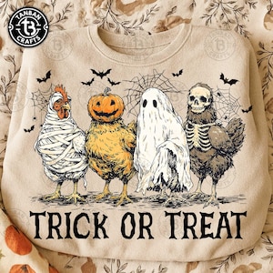 Funny Spooky Chicken Png, Retro Halloween Chicken Png, Chick Or Treat Png, Trendy Halloween Shirt Design, Spooky Season Png, Pumpkin Png