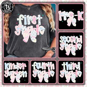 Preppy Back to School Floral Bundle, First Day Of School, First/Second/Third Grade Design, School Bundle Png, School Png, Preppy School Png