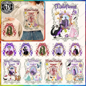 Two Sides Villain Coquette Bow Characters Bundle Png, Villain Princess Coquette Png, Cartoon Magical Mirror Bow Png, Family Vacation Png
