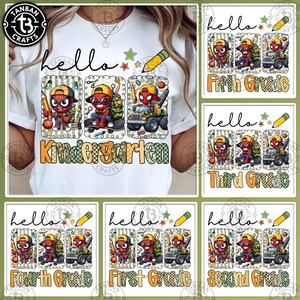 Superhero Back To School Camo Checkered Png Bundle, Pre-k 1st/2nd/3rd/4th Grade Png, Preppy Back To School Png, Cartoon First Day Of School