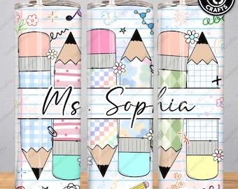 Personalisierter Lehrer 20 Unzen Tumbler Sublimationsentwurf, 20 Unzen dünner Becher Lehrer Name, Lehrerkraftstoff, Lehrerverpackung Png, Lehrerleben Png