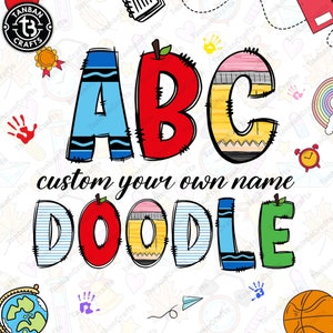 BUNDLE Back To School Doodle Letras Png, Back To School Png, Lápis Desenhado À Mão Doodle Alpha Bundle, Conjunto De Fontes De Doodle Alfabeto