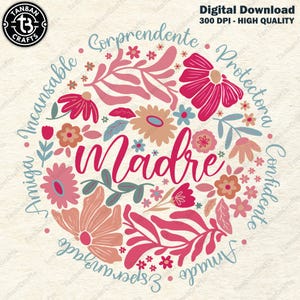 Spanish Mothers Day Png, Retro Madre Png, Boho Floral Mama Png, Mothers Day Png, Mama Mamá Latina Png, Retro Mama Png, Digital File